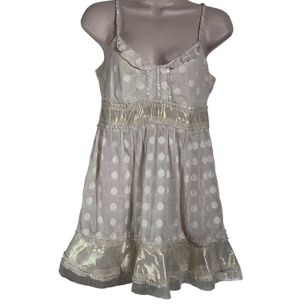 Vintage Free People Sequin Metallic Empire Waist Top, Women's Size 8
